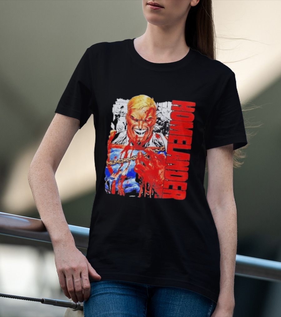 Homelander The Boys Superhero Cartoon Blood Splattered Image T-Shirt