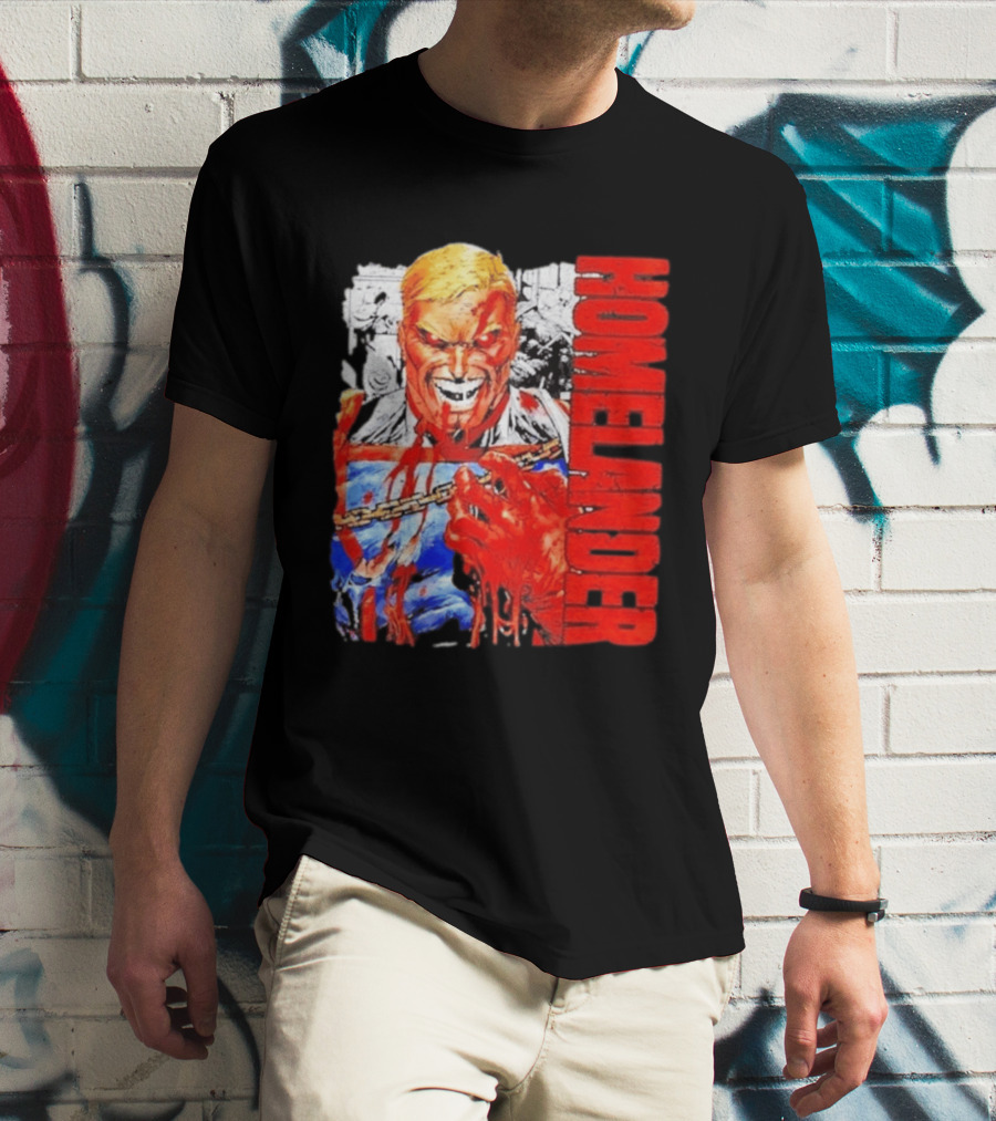 Homelander The Boys Superhero Cartoon Blood Splattered Image T-Shirt