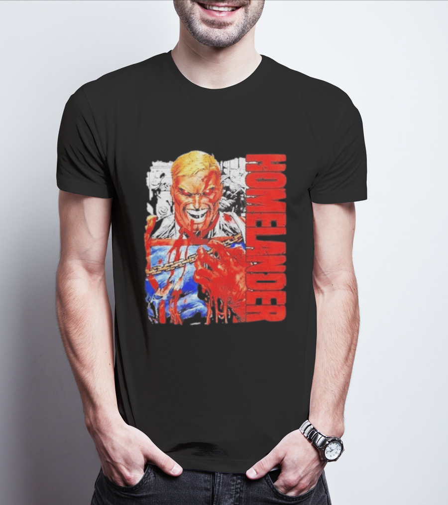 Homelander The Boys Superhero Cartoon Blood Splattered Image T-Shirt