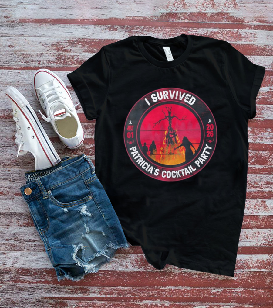 I Survived Patricia's Cocktail Party July 01 2026 Witchy Bonfire Dark Forest T-Shirt