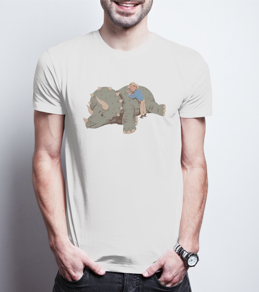 Be Kind Cowboy Embraces Friendly Triceratops Dinosaur T-Shirt