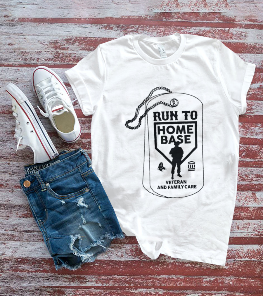 Run To Home Base Veteran And Family Care Dog Tag T-Shirt