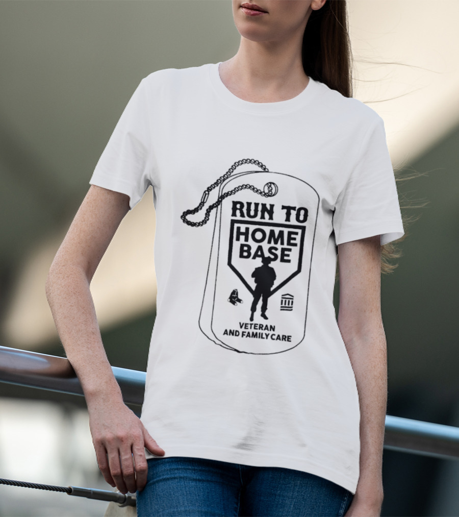 Run To Home Base Veteran And Family Care Dog Tag T-Shirt