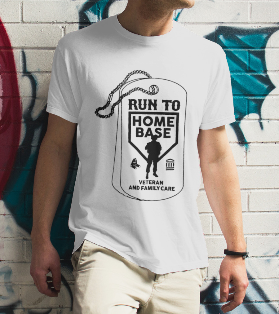 Run To Home Base Veteran And Family Care Dog Tag T-Shirt