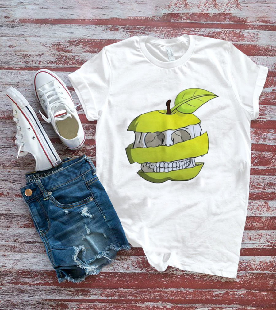 Skull Apple Forbidden Fruit Creative Slice T-Shirt