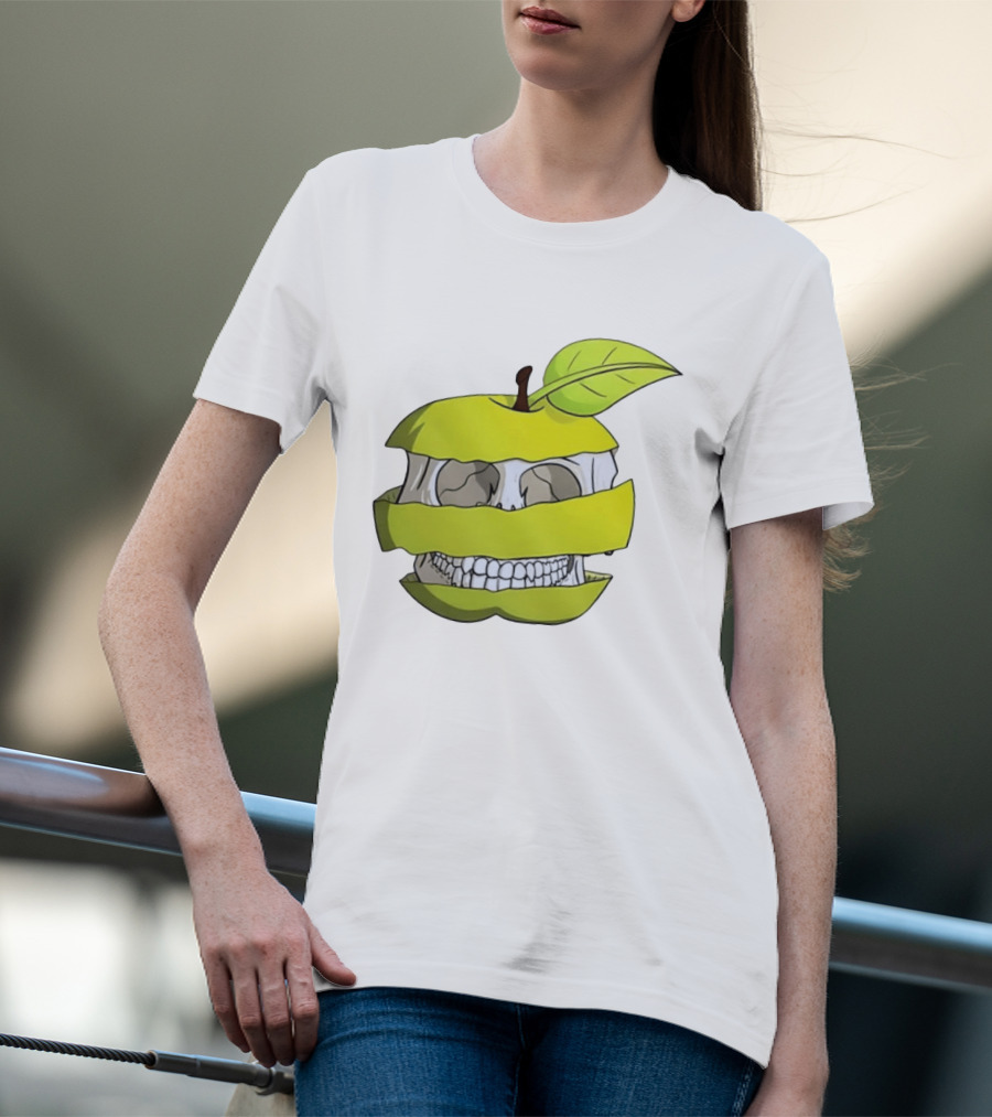 Skull Apple Forbidden Fruit Creative Slice T-Shirt