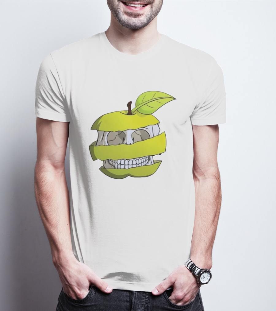 Skull Apple Forbidden Fruit Creative Slice T-Shirt