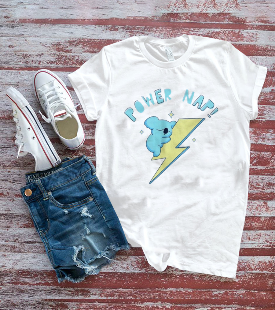 Koala Power Nap Sleeping On Lightning Bolt T-Shirt