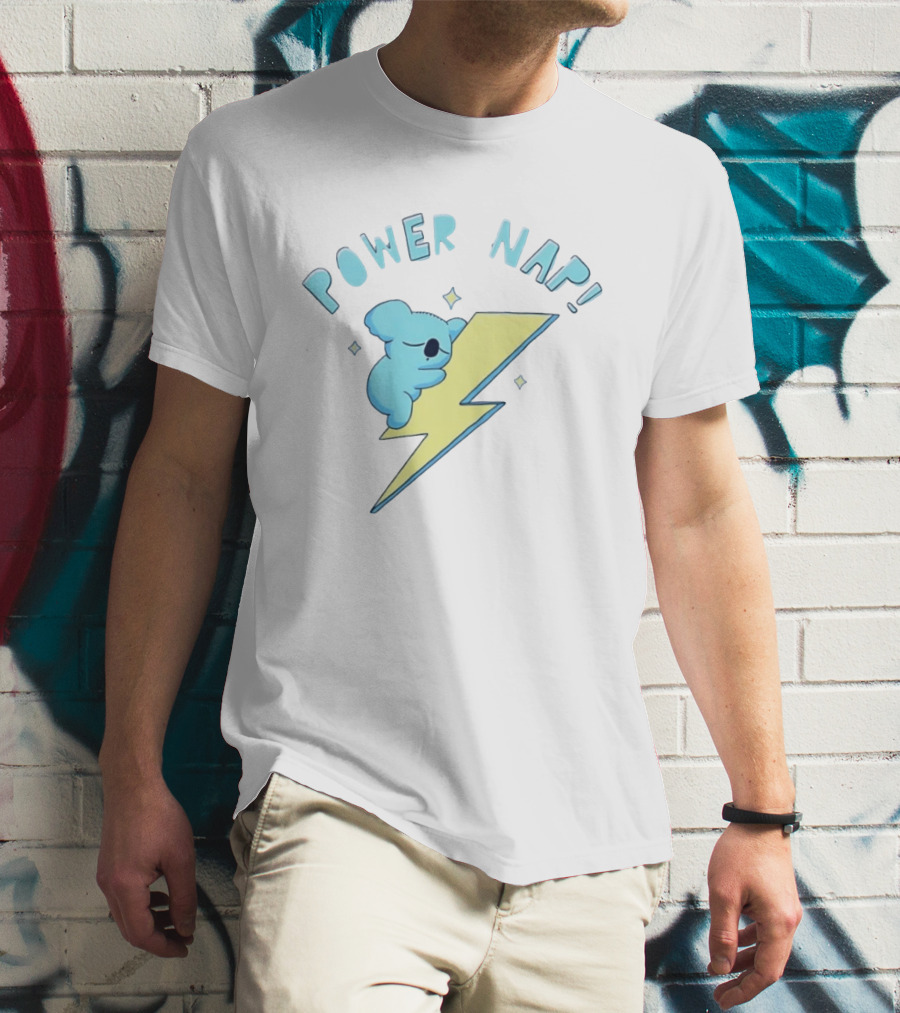 Koala Power Nap Sleeping On Lightning Bolt T-Shirt