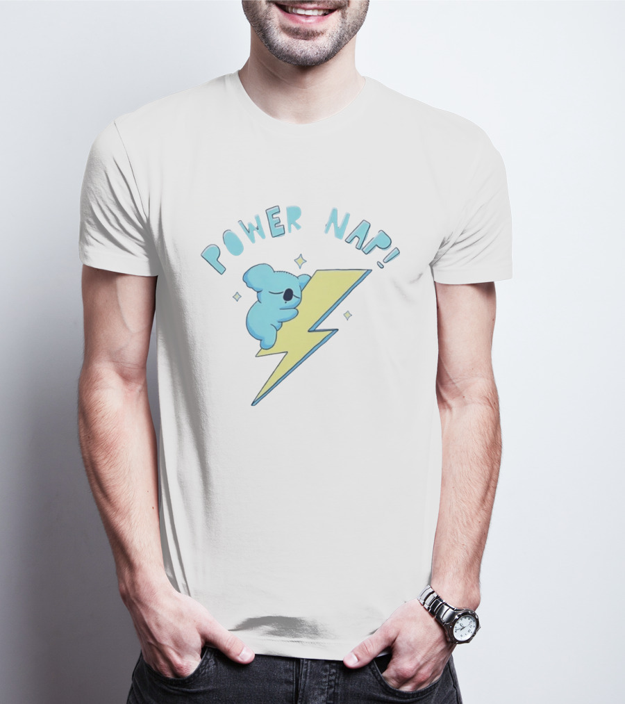 Koala Power Nap Sleeping On Lightning Bolt T-Shirt