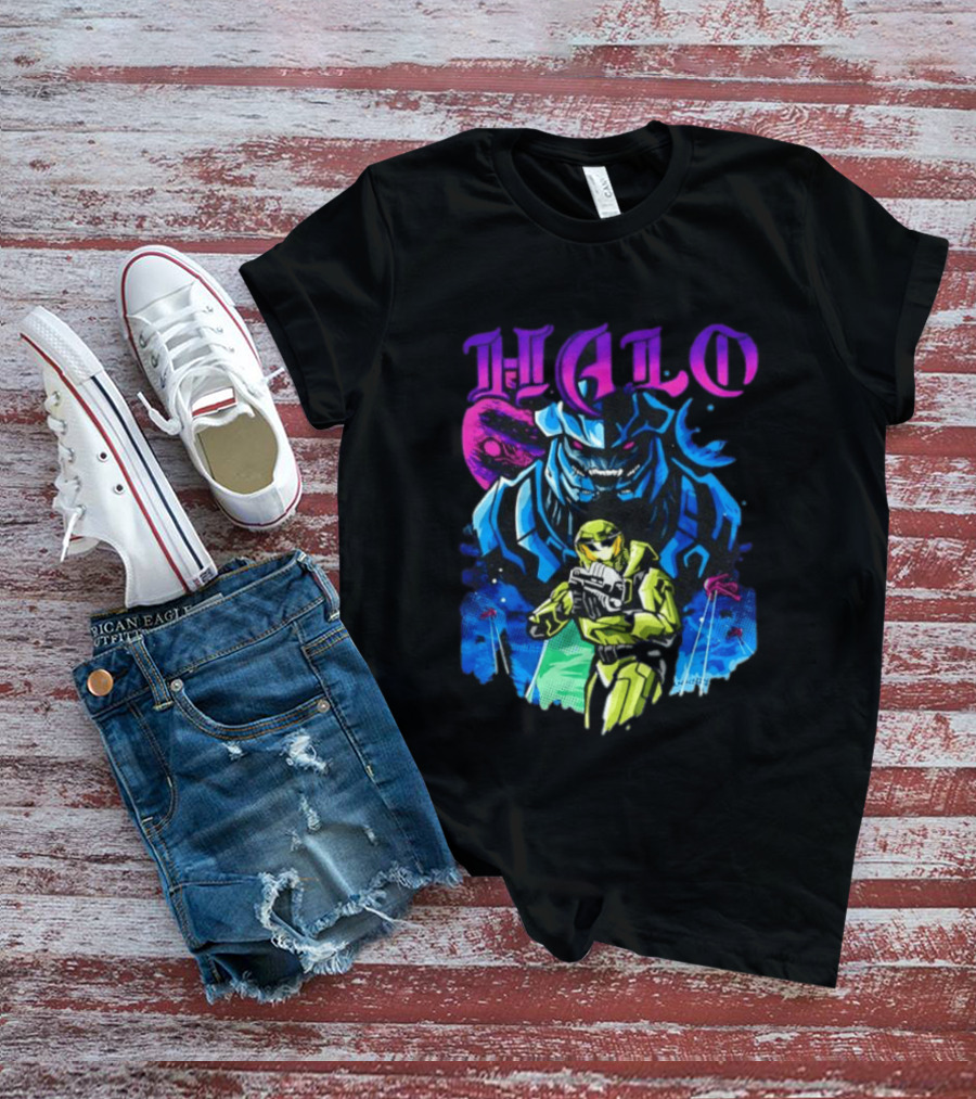 Halo Master Chief Arbiter Video Game Battle Scene T-Shirt