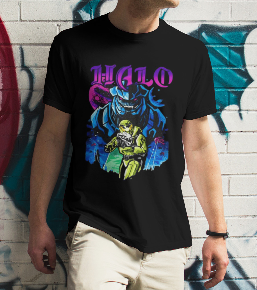 Halo Master Chief Arbiter Video Game Battle Scene T-Shirt
