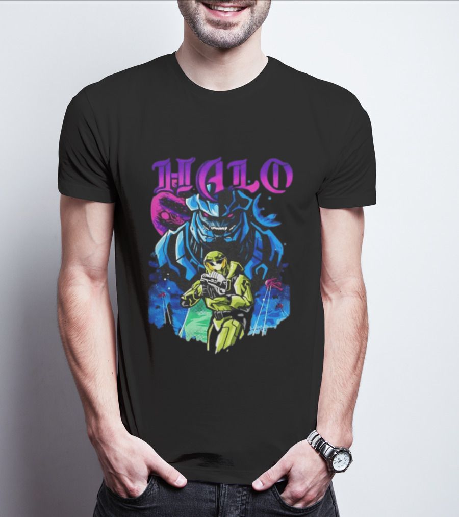 Halo Master Chief Arbiter Video Game Battle Scene T-Shirt