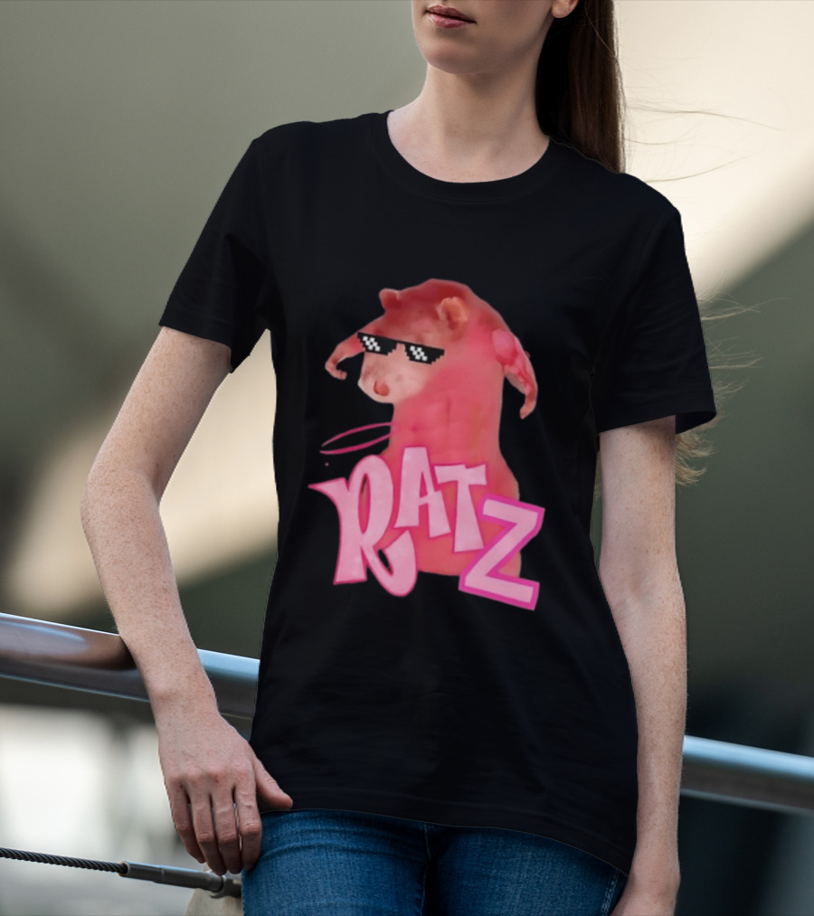 RATZ Muscular Pink Toned Rat Pixel Thug Life Sunglasses Bratz Doll T-Shirt