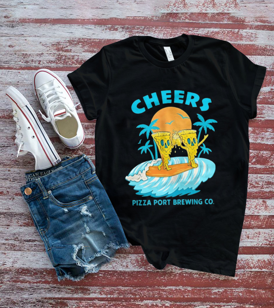 Pizza Port Brewing Co Cheers Surfing Pizza Wave T-Shirt