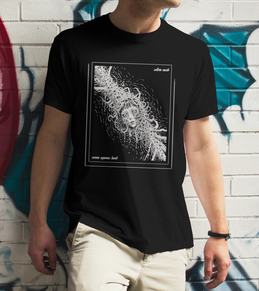 Sallow Moth Serene Aqueous Leech Surreal Horror Waveform T-Shirt