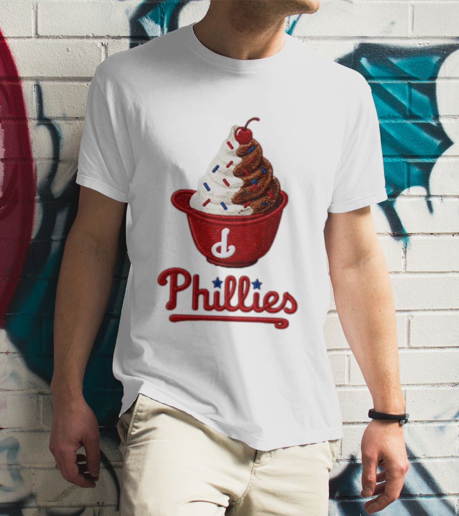 Philadelphia Phillies Ice Cream Sundae Embroidery Phillies T-Shirt