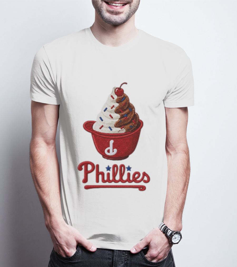 Philadelphia Phillies Ice Cream Sundae Embroidery Phillies T-Shirt