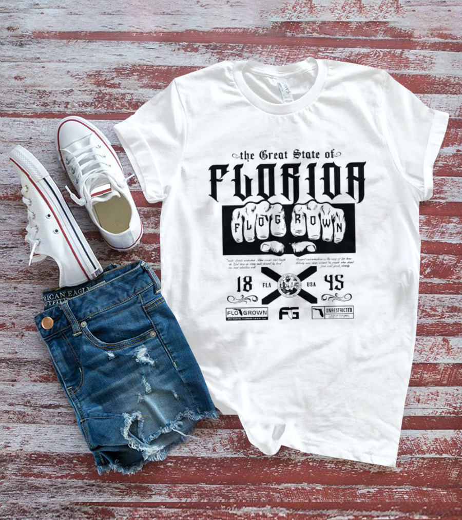 FloGrown The Great State Of Florida Unrestricted Lifestyle 1845 T-Shirt