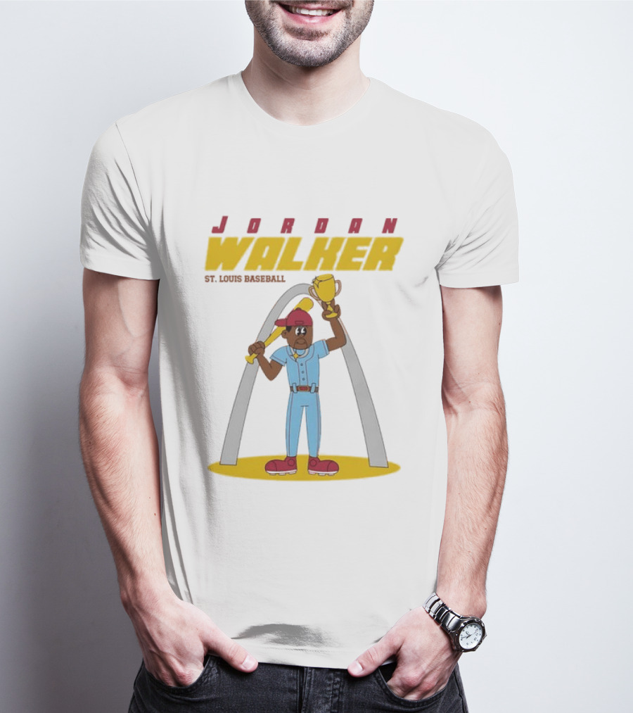 Jordan Walker St. Louis Cardinals MLB Cartoon Character With Trophy And Bat T-Shirt