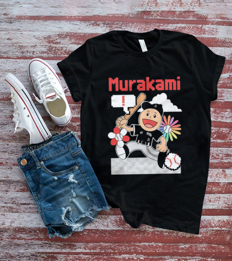 Murakami Chicago Baseball Munetaka Flower Baseball Cartoon T-Shirt