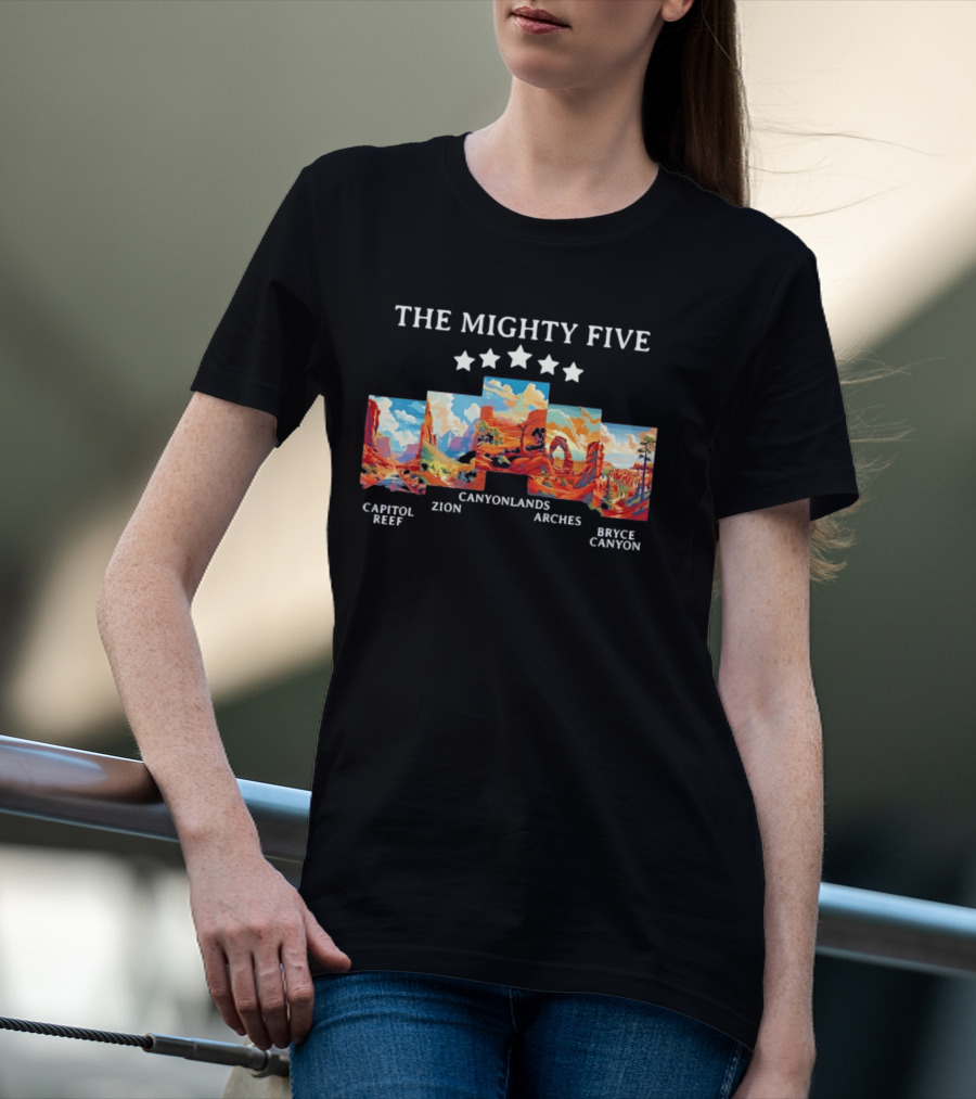 The Mighty Five Capitol Reef Zion Canyonlands Arches Bryce Canyon T-Shirt
