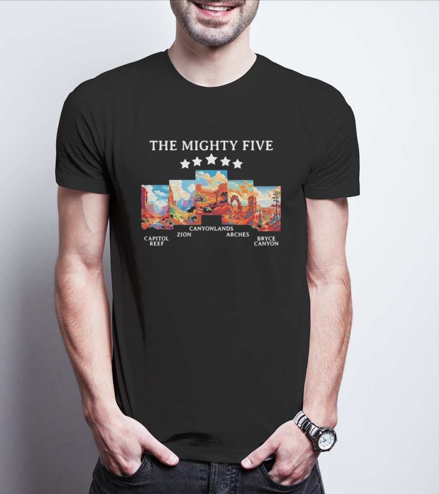 The Mighty Five Capitol Reef Zion Canyonlands Arches Bryce Canyon T-Shirt