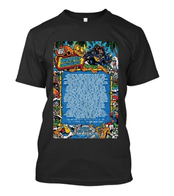 Vans Warped Tour 2026 Long Beach July 25 Four Year Strong Yellowcard Real Friends Set It Off Texas Rose Doll Riot Stage Budweiser Verizon T-Shirt