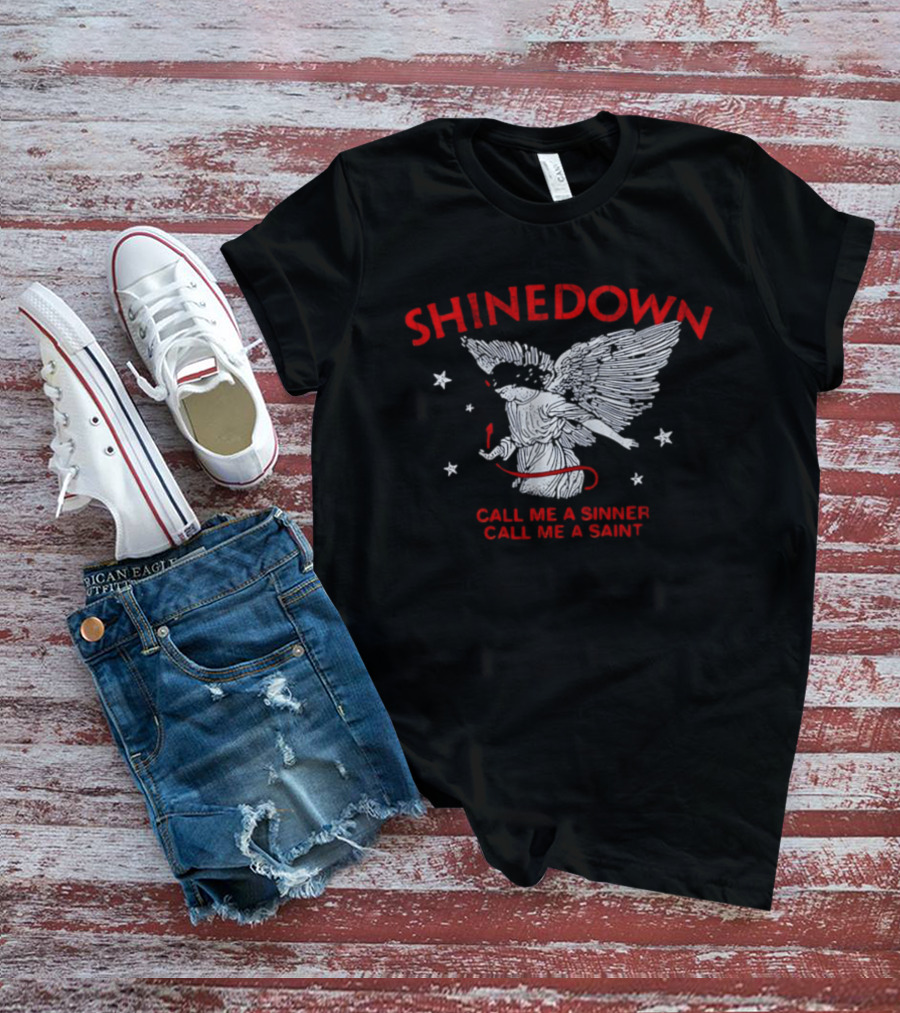 Shinedown Call Me A Sinner Call Me A Saint Angel Wings And Stars T-Shirt