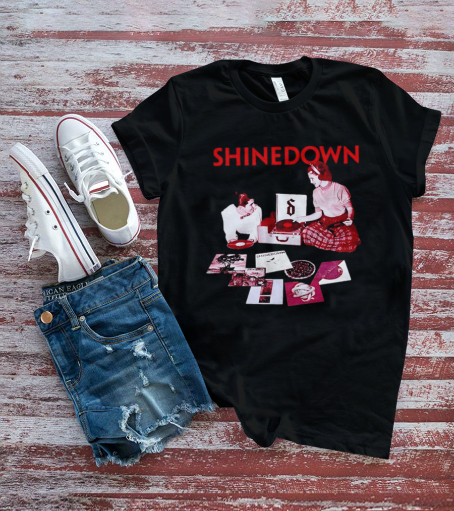 Shinedown Vinyl Record Collage Retro Music Band T-Shirt