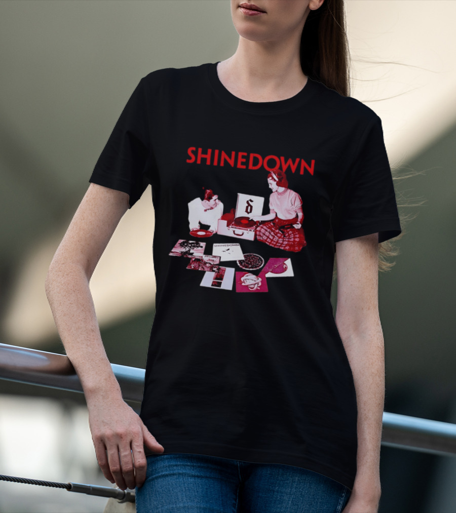 Shinedown Vinyl Record Collage Retro Music Band T-Shirt