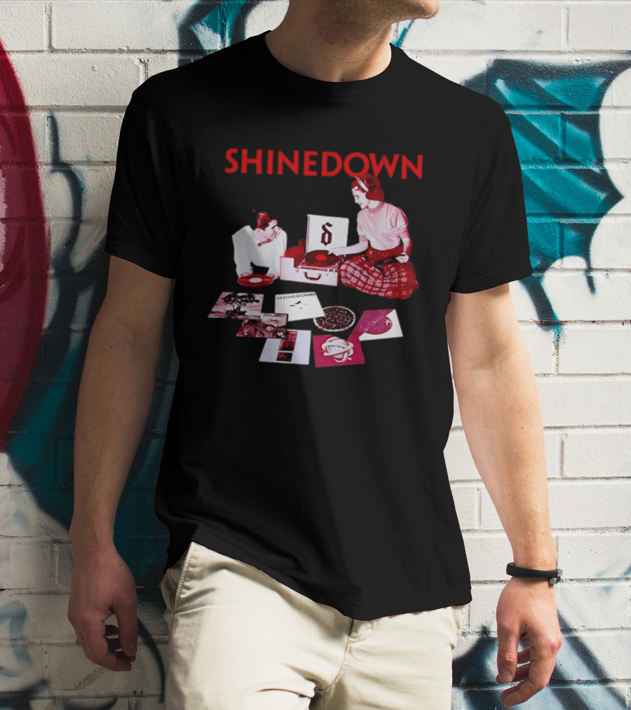 Shinedown Vinyl Record Collage Retro Music Band T-Shirt