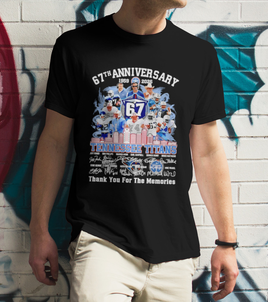 Tennessee Titans 67th Anniversary 1959 2026 Thank You For The Memories Legends T-Shirt