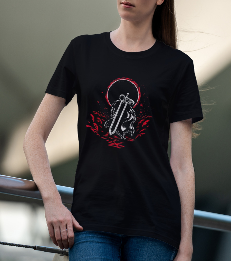 Crimson Sun Rises Dragon Slayer Warrior Shield Eclipse T-Shirt
