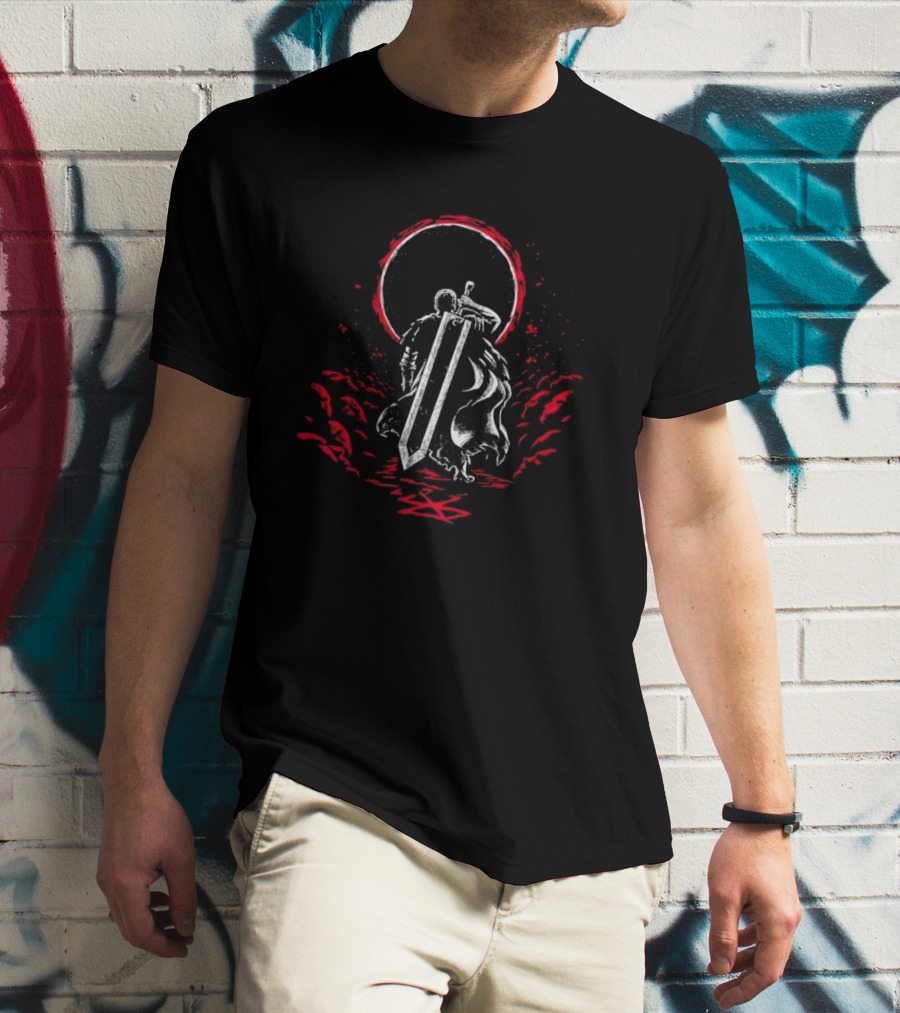 Crimson Sun Rises Dragon Slayer Warrior Shield Eclipse T-Shirt