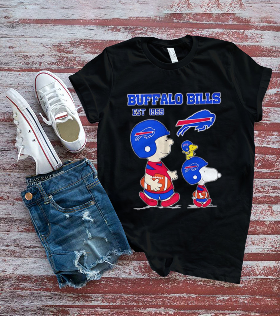Buffalo Bills Est 1959 Charlie Brown Snoopy Peanuts Football Helmet T-Shirt