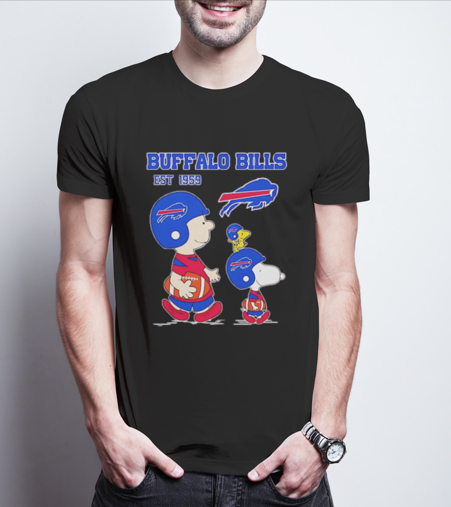 Buffalo Bills Est 1959 Charlie Brown Snoopy Peanuts Football Helmet T-Shirt