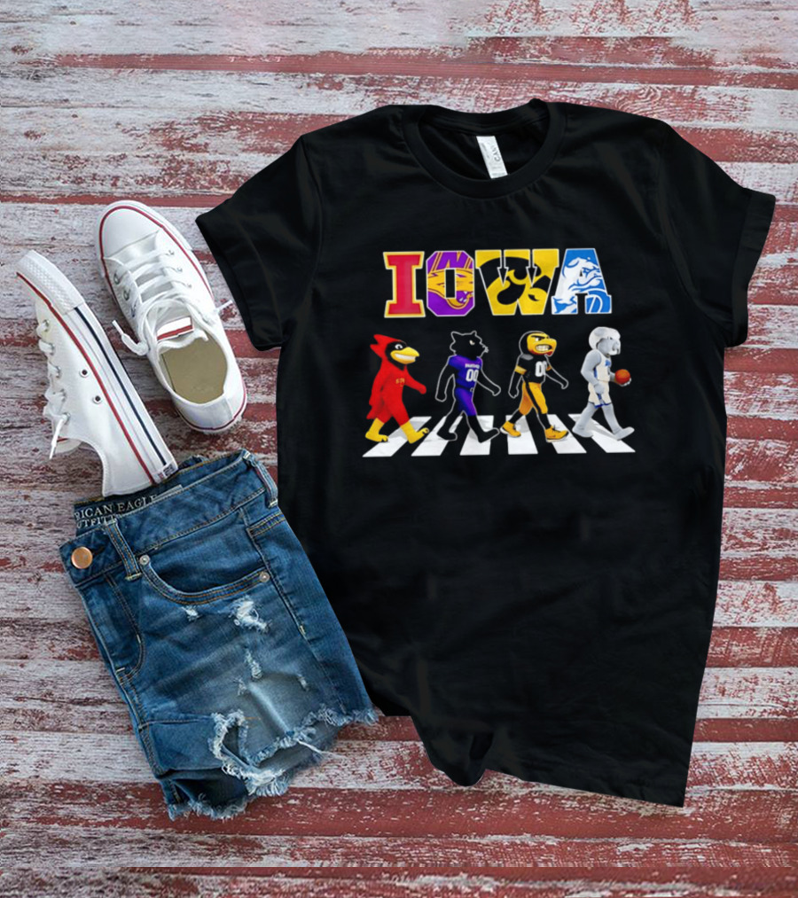 Iowa Mascots Abbey Road Walk Cardinals Panthers Bulldogs T-Shirt