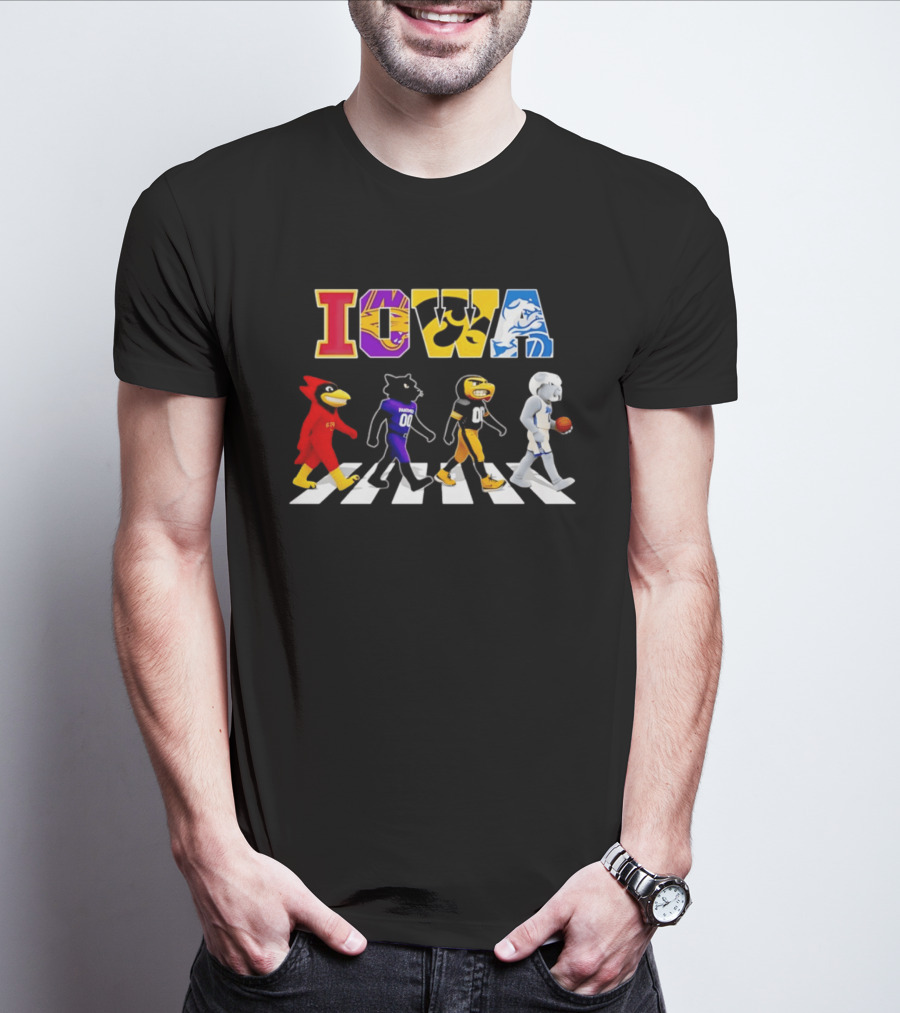 Iowa Mascots Abbey Road Walk Cardinals Panthers Bulldogs T-Shirt