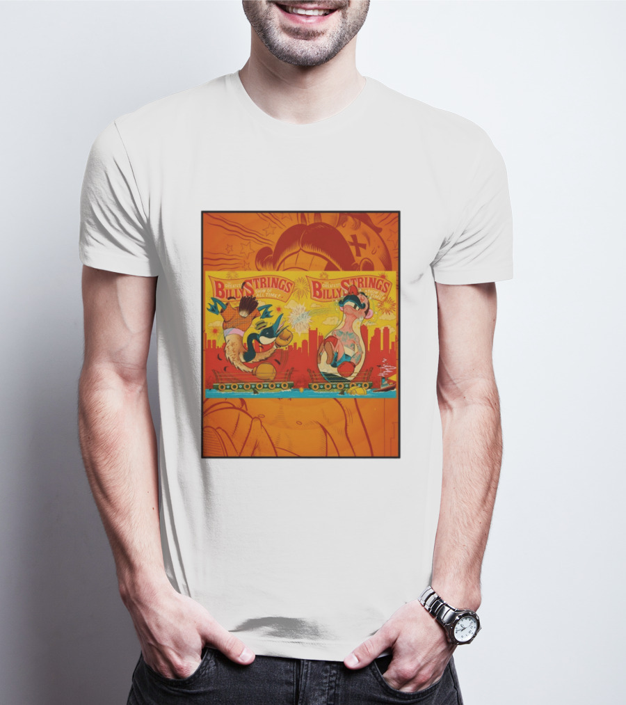 Billy Strings Greatest Show Of All Time Boxing Panels Playful Cartoon T-Shirt
