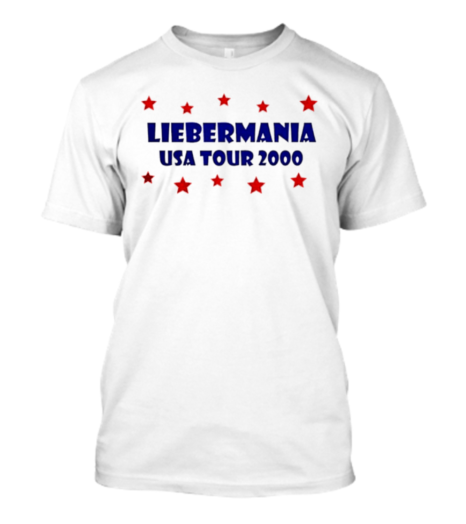 Joe Lieberman 2000 Presidential Campaign Liebermania USA Tour 2000 Red Stars T-Shirt
