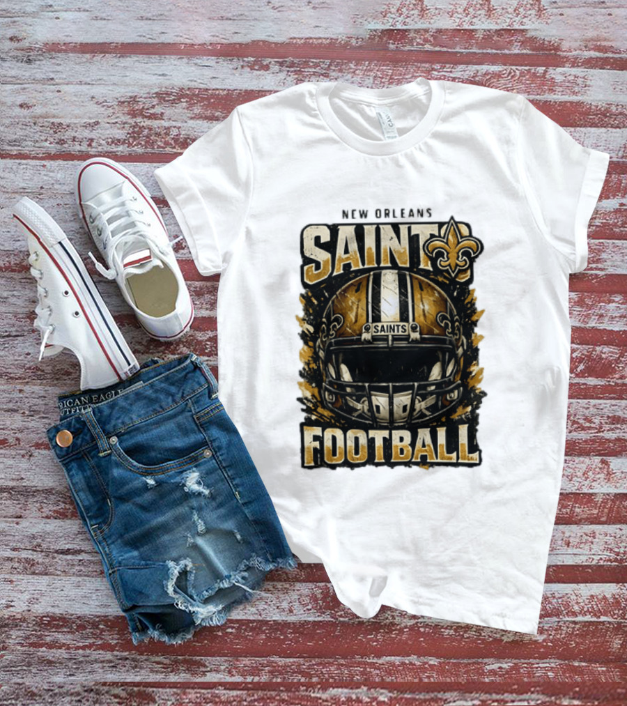 New Orleans Saints Football Helmet Distressed Fleur De Lis T-Shirt