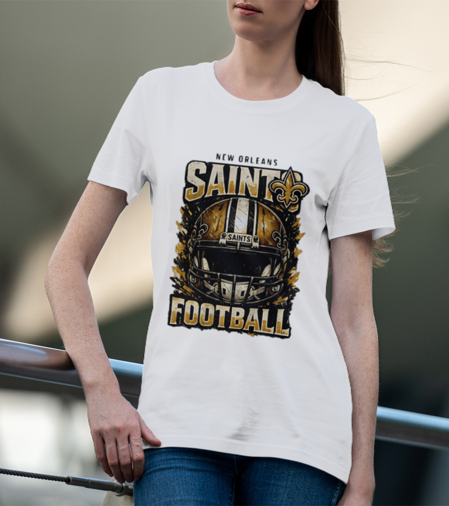 New Orleans Saints Football Helmet Distressed Fleur De Lis T-Shirt