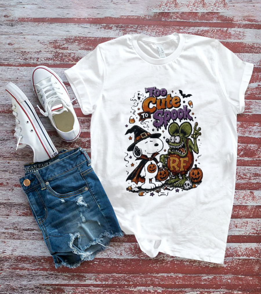 Too Cute To Spook Peanuts Snoopy X Rat Fink Halloween T-Shirt