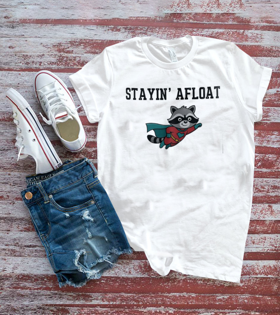 Stayin' Afloat Superhero Raccoon Flying Heroic Animal T-Shirt