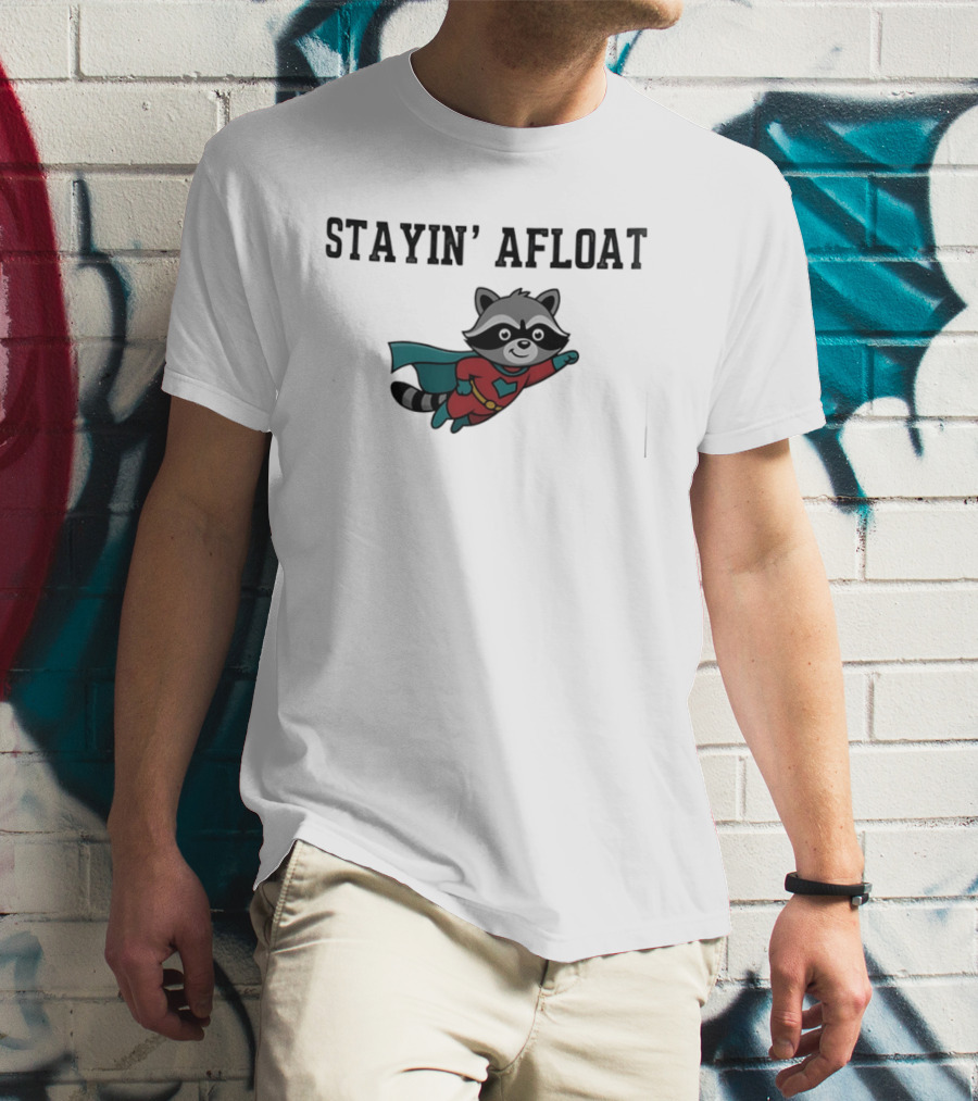 Stayin' Afloat Superhero Raccoon Flying Heroic Animal T-Shirt