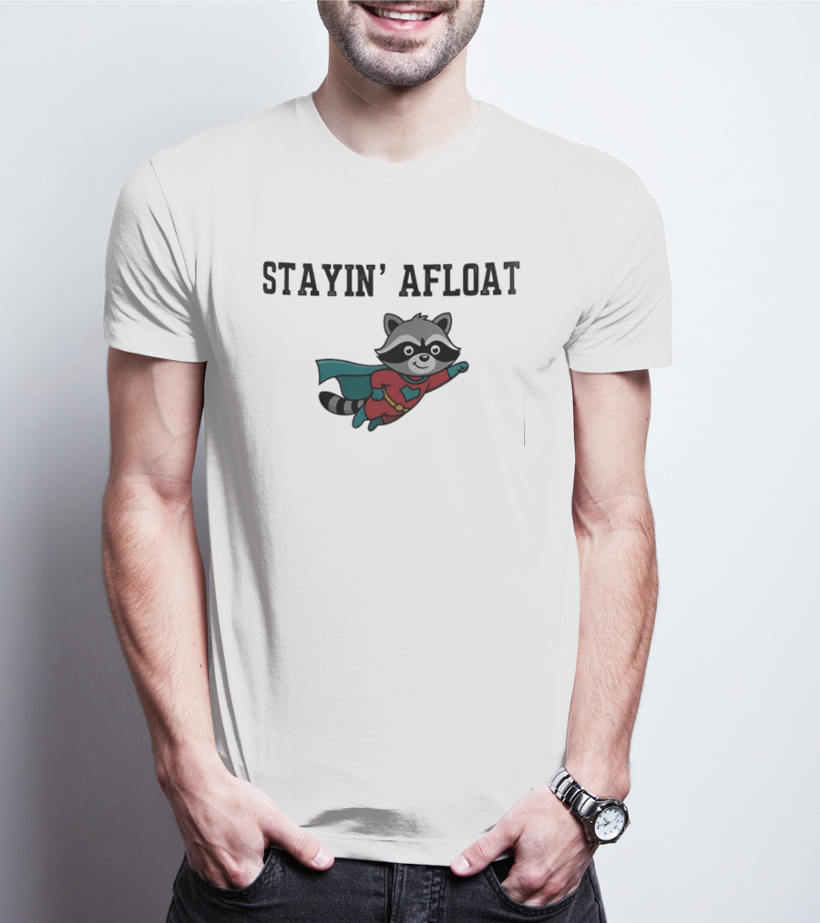 Stayin' Afloat Superhero Raccoon Flying Heroic Animal T-Shirt