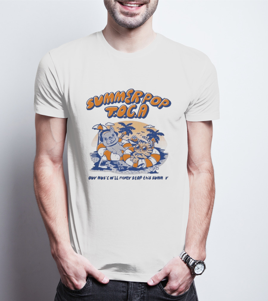 Summer Pop TOCA French Bulldog And Cat Endless Summer Music Vibes T-Shirt
