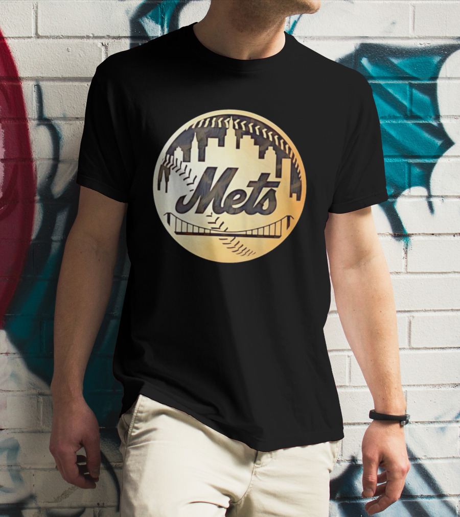 New York Mets Baseball Skyline Bridge MLB T-Shirt