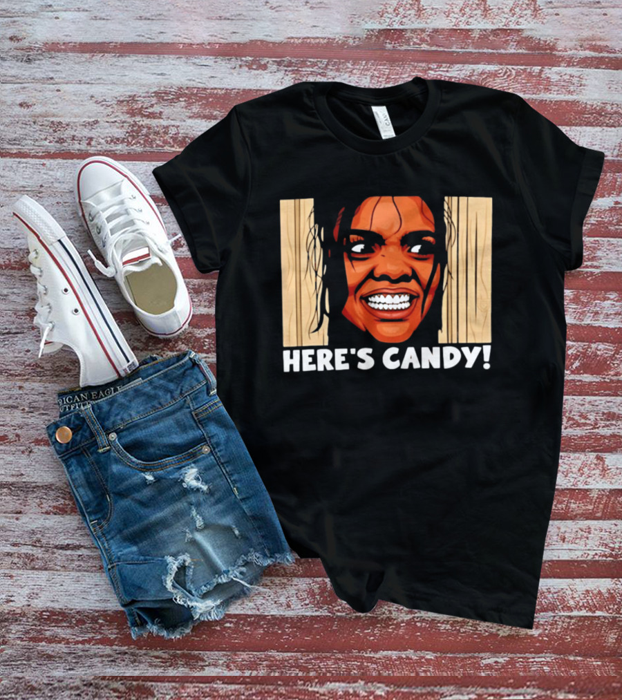 Here's Candy Horror Movie Halloween Face Breaking Through Wood T-Shirt